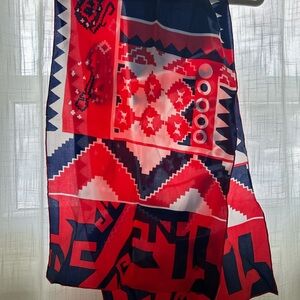 Vintage Red and Blue Geometric Scarf